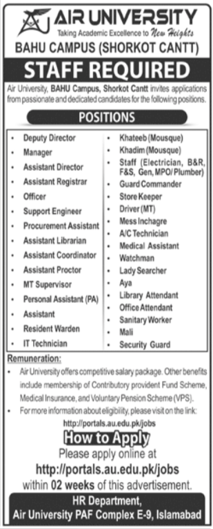 Latest Air University Jobs in Islamabad 2026 – Apply Online Before 24 February