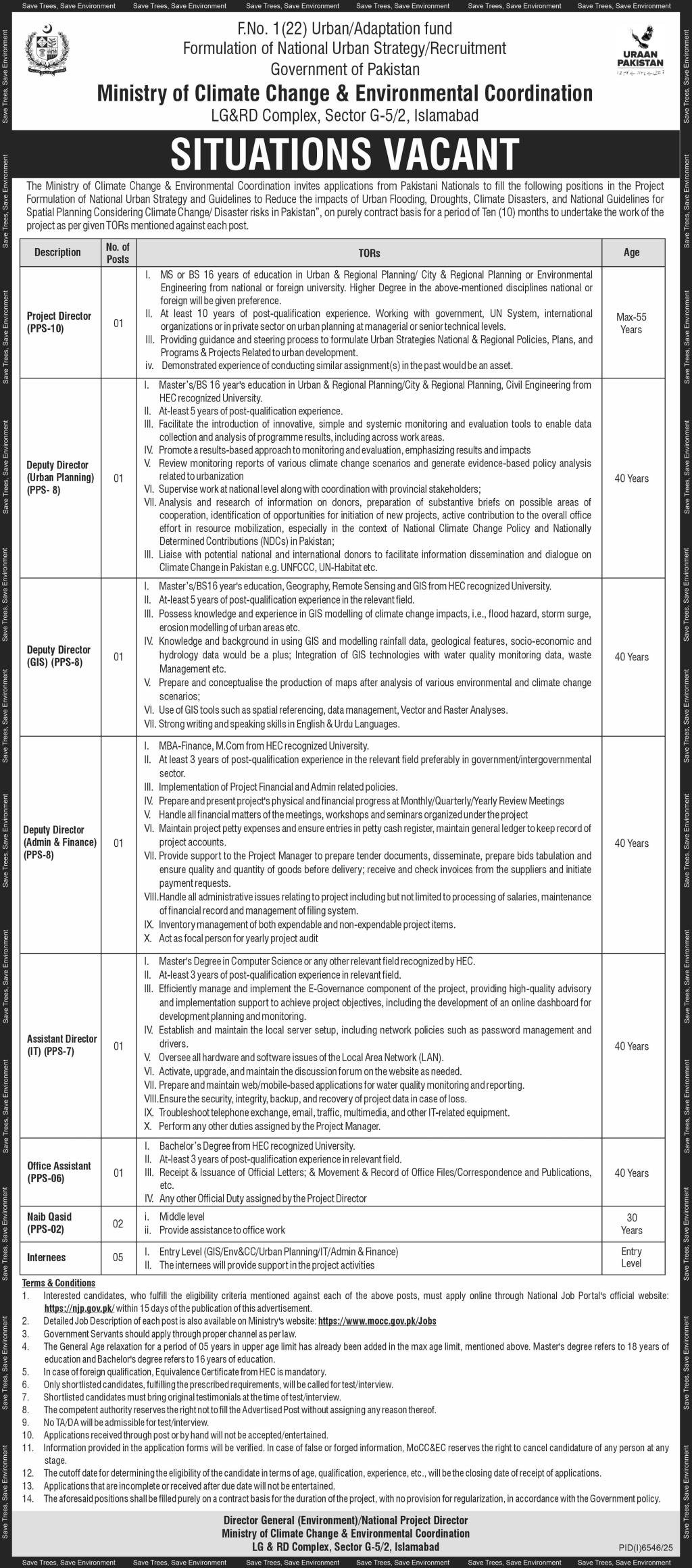 Latest Ministry of Climate Change Jobs in Islamabad 2026 – Apply for Government Management Positions