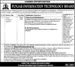 Latest PITB Computer Operator Jobs in Lahore 2026 – Apply Online for Government IT Vacancies