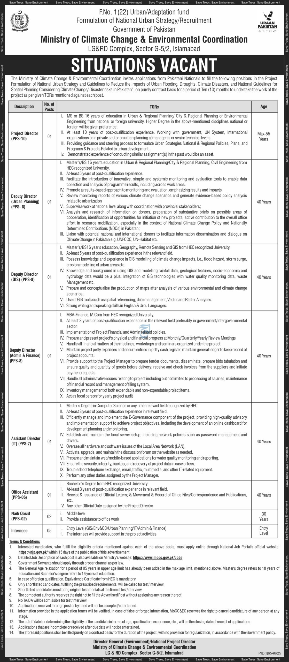 Latest Ministry of Climate Change Jobs in Islamabad 2026 – Apply Online Before 27 February