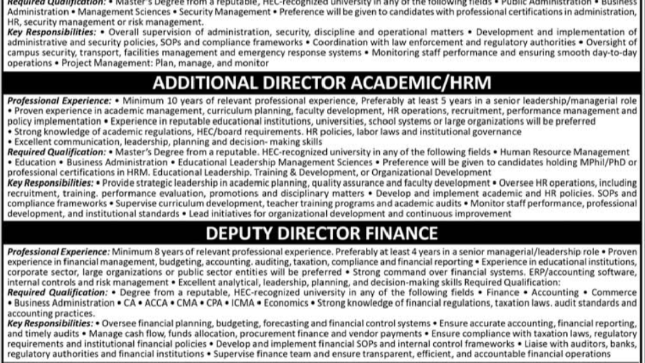 KGES Management Jobs 2026 in Karachi – Director & Finance Positions