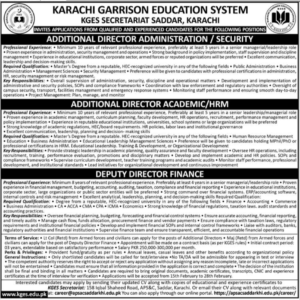 KGES Management Jobs 2026 in Karachi – Director & Finance Positions