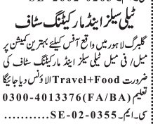 Marketing Staff & Telesales Officer Jobs in Gulberg, Lahore – 2026