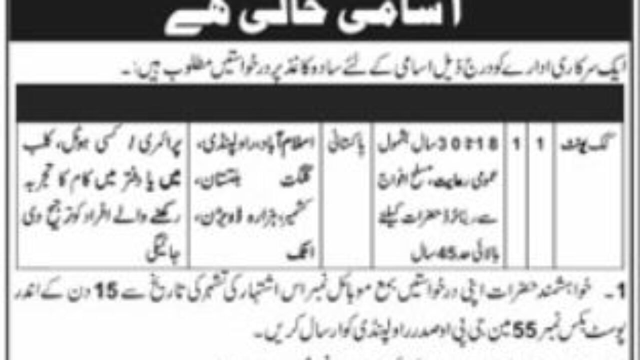 Latest Government Hotel Jobs in Islamabad 2026 – Apply for Cook Unit Positions