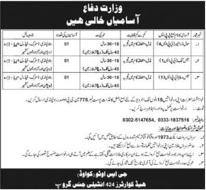 Latest Ministry of Defence Jobs in Rawalpindi 2026 – Apply for Driver, Cook & Support Staff Positions