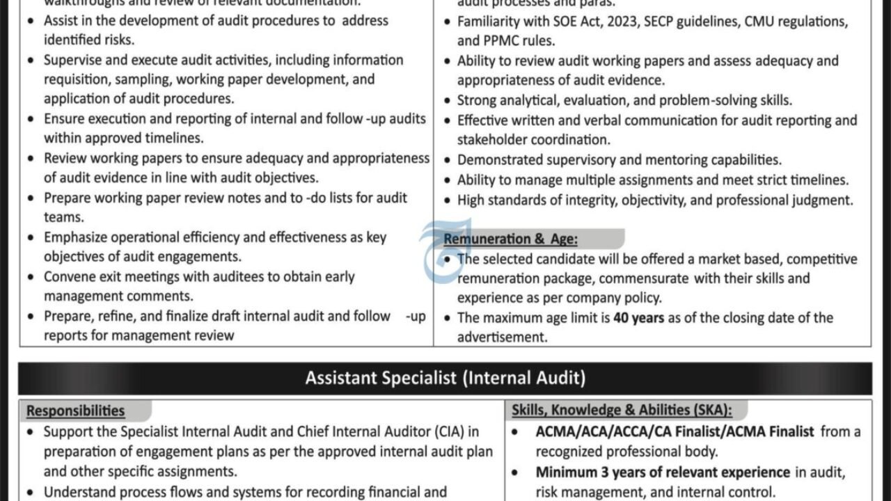 Power Planning and Monitoring Company Jobs 2026 – Internal Audit Vacancies in Islamabad