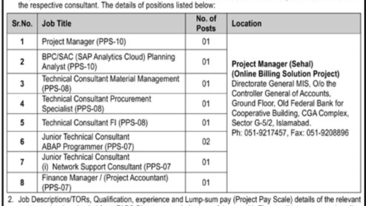Controller General of Accounts (CGA) Jobs 2026 – Multiple Management & Technical Positions in Islamabad