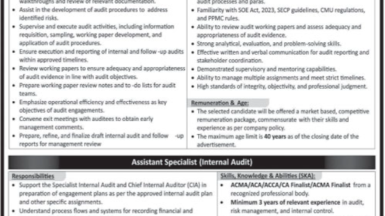 Power Planning and Monitoring Company Jobs 2026 – Internal Audit Positions in Islamabad