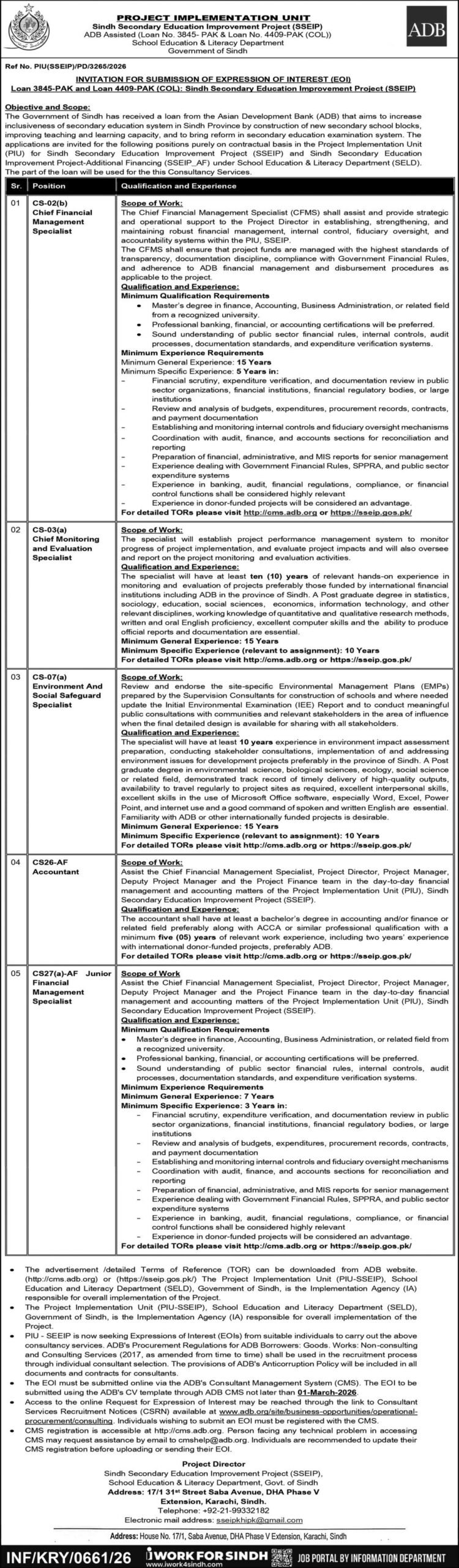School Education & Literacy Department Karachi Jobs 2026 – Government Management Vacancies