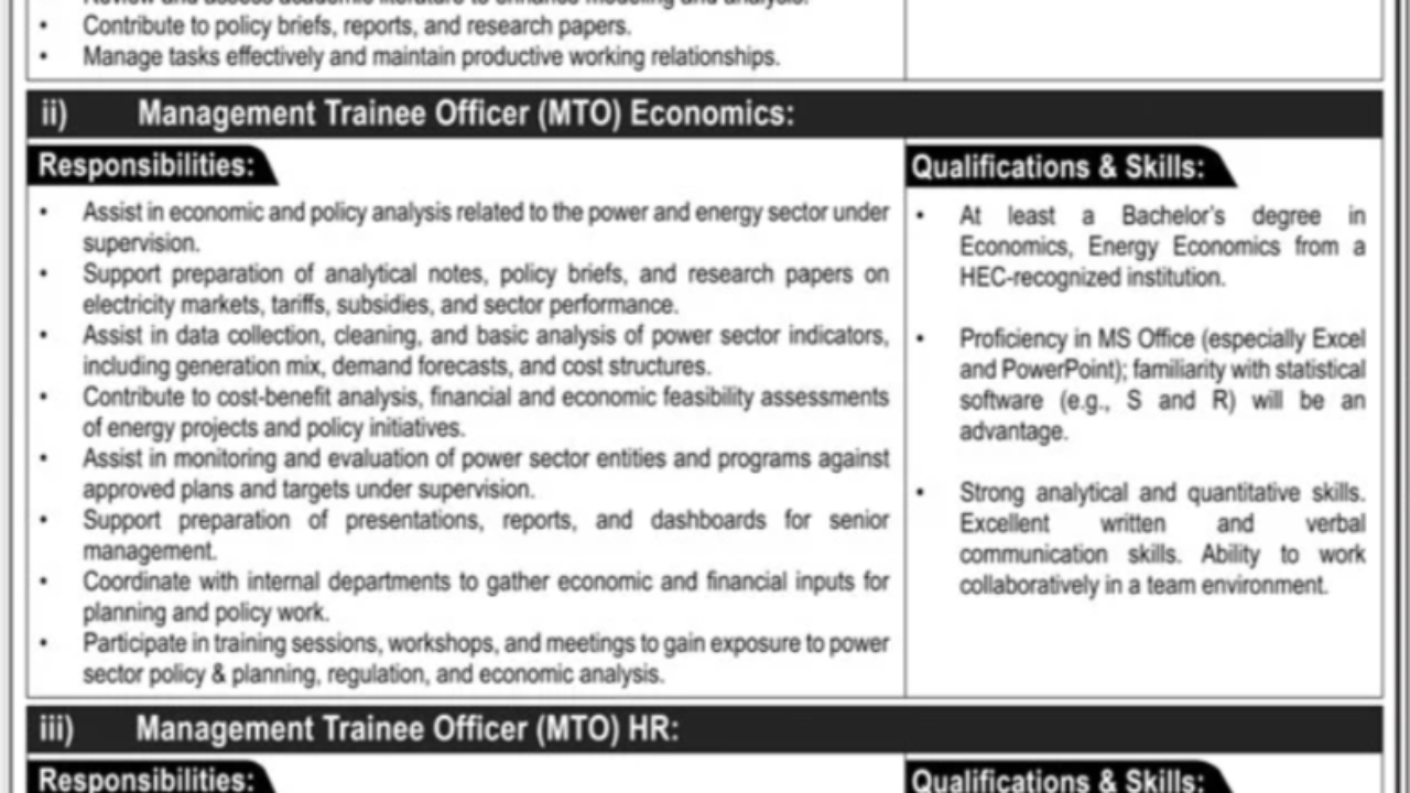 Power Planning and Monitoring Company (PPMC) Jobs 2026 – Management Trainee Officer (MTO) Opportunities in Islamabad