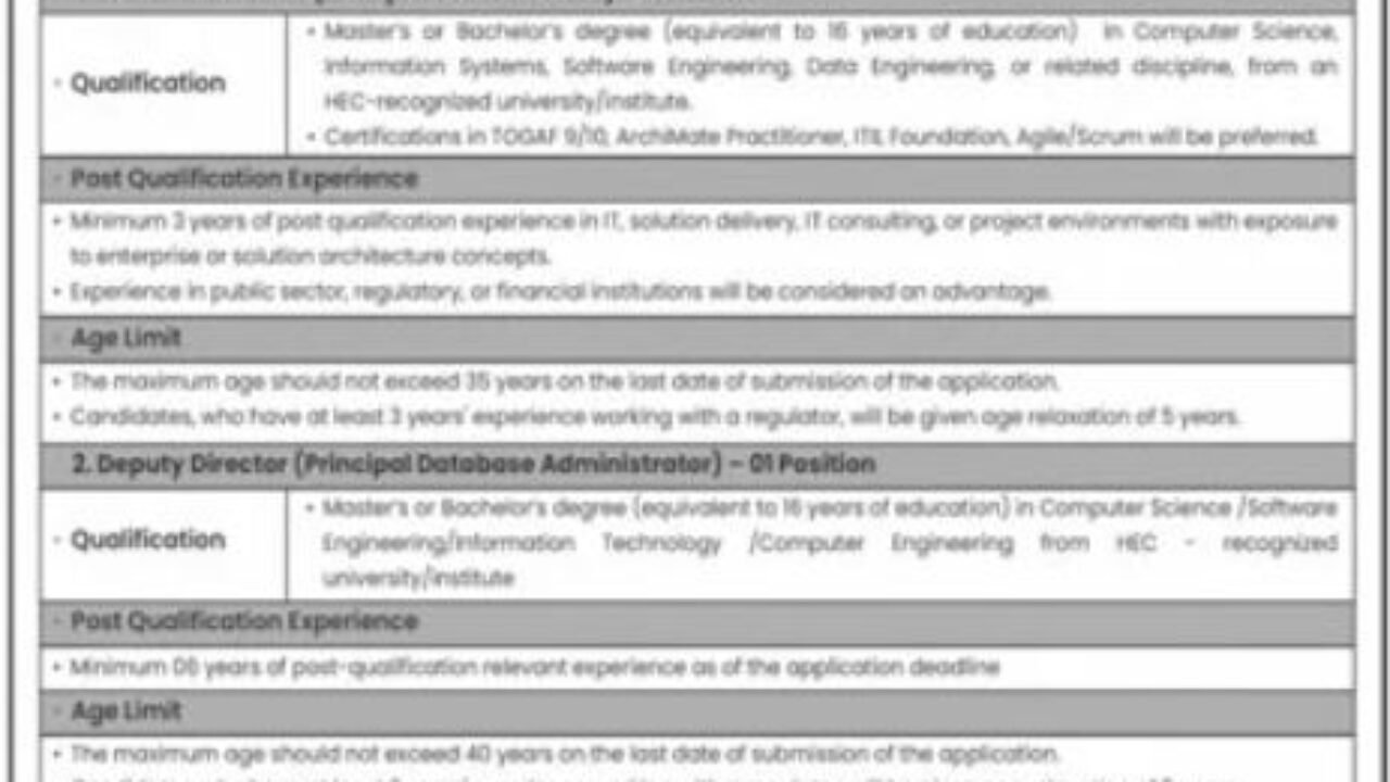 Securities and Exchange Commission of Pakistan (SECP) Jobs 2026 – Assistant Director & Deputy Director Vacancies in Karachi