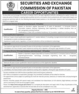 Securities and Exchange Commission of Pakistan (SECP) Jobs 2026 – Assistant Director & Deputy Director Vacancies in Karachi