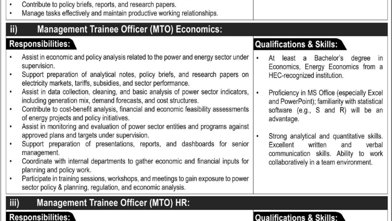 Power Planning and Monitoring Company (PPMC) Jobs 2026 – Management Trainee Officer (MTO) Vacancies in Islamabad