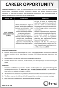Chief Human Resource Officer (CHRO) Job 2026 in Karachi – Public Sector Leadership Role