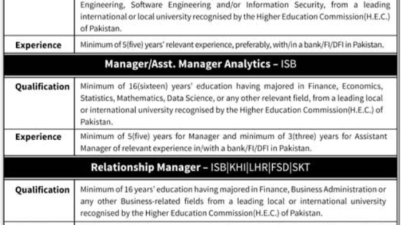 Exim Bank of Pakistan Jobs 2026 – Relationship Manager RiskIT & Analytics Positions