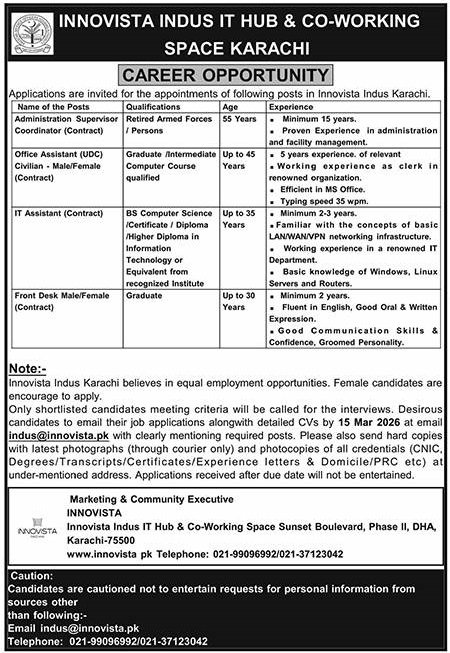 Latest Management Jobs 2026 in Karachi – Innovista D.H.A Career Opportunities