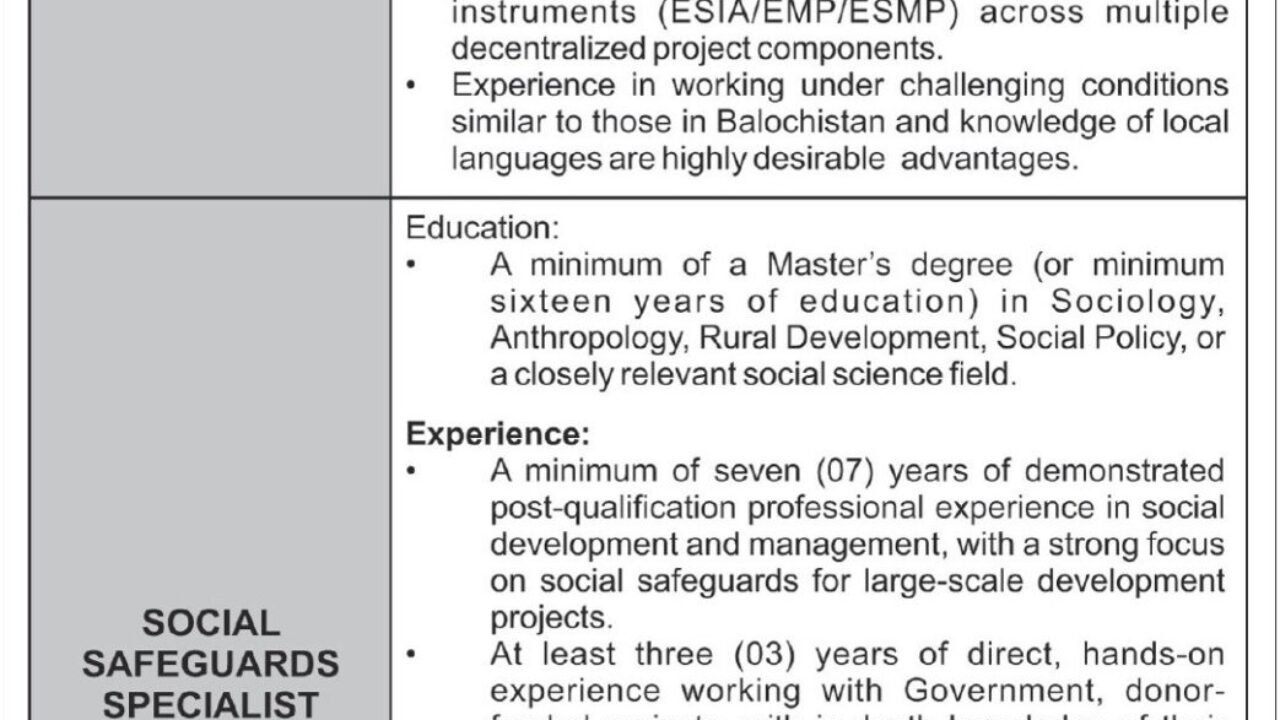 IFRAP Jobs 2026 in Islamabad – Environmental & Social Safeguards Specialist Positions