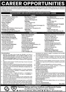 PKLI Lahore Jobs 2026 – Management, Medical & Technical Staff Required