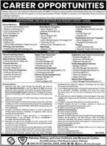 PKLI Lahore Jobs 2026 – Multiple Medical, Technical & Management Vacancies