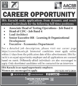 Institute of Business Administration (IBA) Karachi Jobs 2026 – Management & Executive Positions