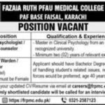 Fazaia Ruth PFAU Medical College Karachi Jobs 2026 – Clinical Psychologist, Supervisor & Assistant Warden