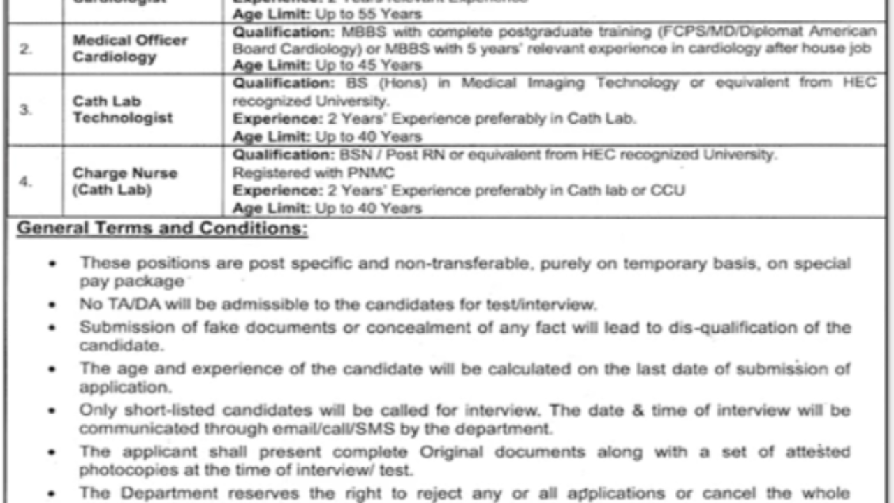 Health & Population Department Punjab Jobs 2026 – Cath Lab Career Opportunities