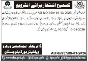 Workers Welfare Board Quetta Jobs 2026 – Apply for Multiple Government Vacancies