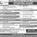 National University of Medical Sciences (NUMS) Jobs 2026 in Rawalpindi – Multiple Vacancies Announced