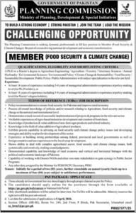 Planning Commission Islamabad Jobs 2026 – Member Positions in Food Security & Climate Change