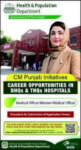 Health & Population Department Lahore Jobs 2026 – Medical Officer & Woman Medical Officer Vacancies
