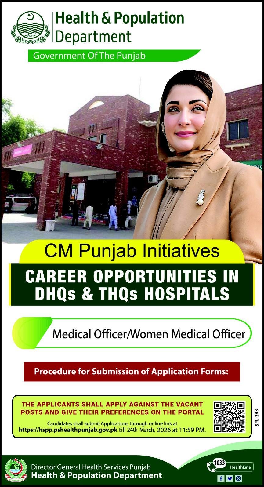 Health & Population Department Lahore Jobs 2026 – Medical Officer & Woman Medical Officer Vacancies