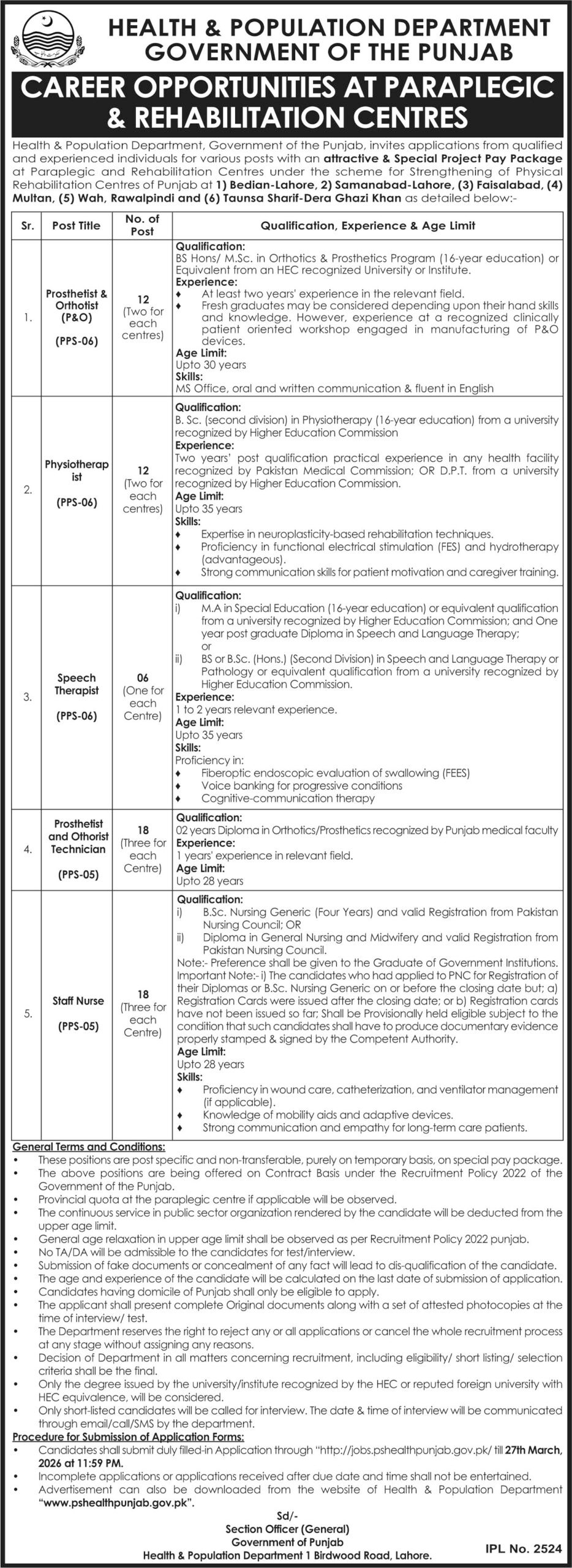 Health & Population Department Punjab Jobs 2026 – Medical Staff Vacancies in Multiple Cities