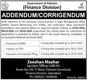 Finance Division Islamabad Jobs 2026 – Extended Application Deadline for Government Vacancies