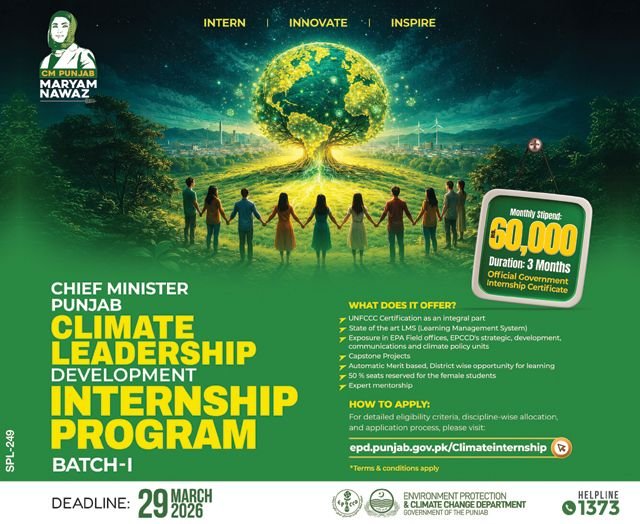 Climate Internship Opportunities in Lahore 2026 – Apply for Government Program