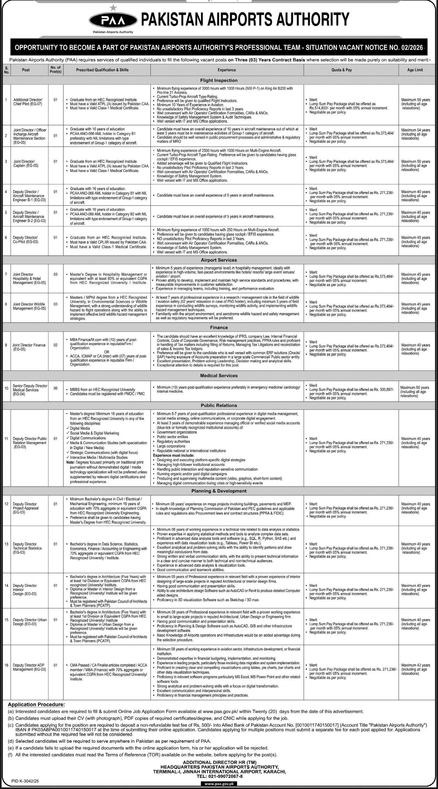 Pakistan Airports Authority (PAA) Jobs 2026 – Multiple Career Opportunities in Karachi