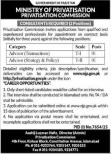 Ministry of Privatisation Jobs 2026 in Islamabad – Apply for Advisor & Strategy Roles