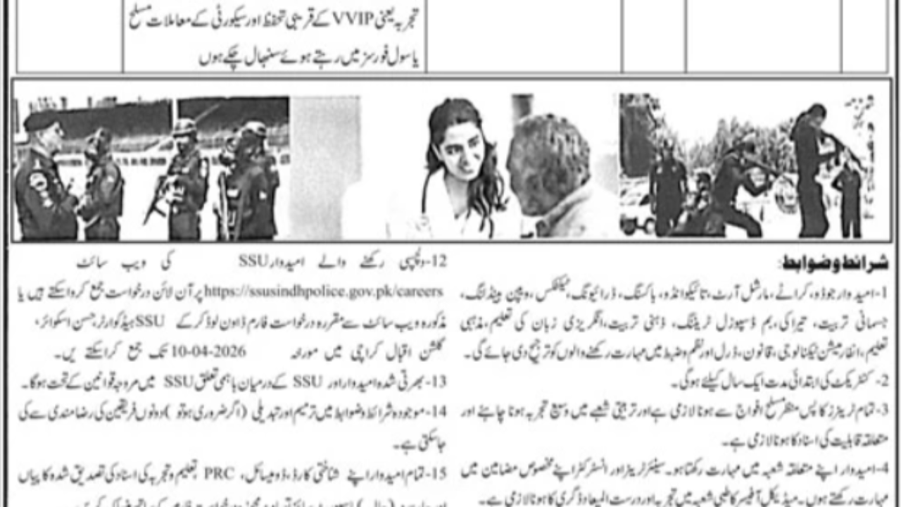 Special Security Unit (SSU) Karachi Jobs 2026 – Multiple Vacancies Announced