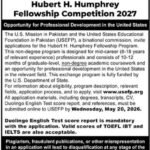 Hubert H. Humphrey Fellowship Competition 2027 – Apply Through USEFP Pakistan