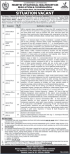 Ministry of National Health Services NHSRC Jobs 2026 – Management Vacancies in Islamabad