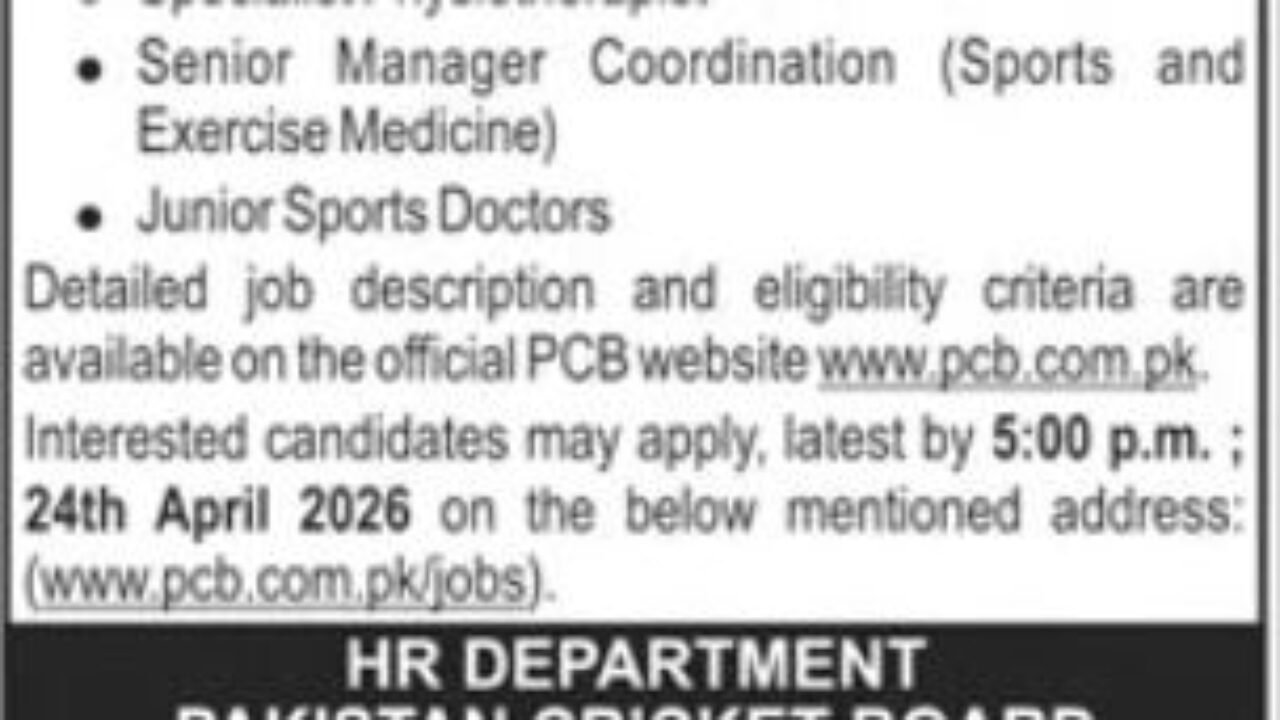 Pakistan Cricket Board PCB Jobs 2026 – Career Opportunities in Lahore