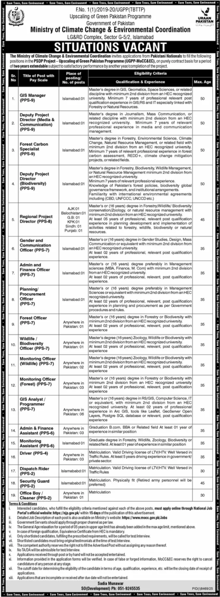 Ministry of Climate Change Jobs 2026 in Islamabad – Multiple Vacancies (Apply Before 04 May 2026)