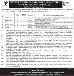 Punjab Wildlife & Parks Department Jobs 2026
