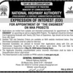National Highway Authority (NHA) Jobs 2026 – Engineer Required
