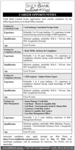 Sindh Bank Limited – Career Opportunities 2026