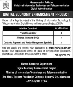 Ministry of Information Technology & Telecommunication MOIT Jobs 2026 in Islamabad