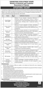 Ministry of Industries and Production Jobs 2026 – Engineering Development Board (EDB) Islamabad Vacancies